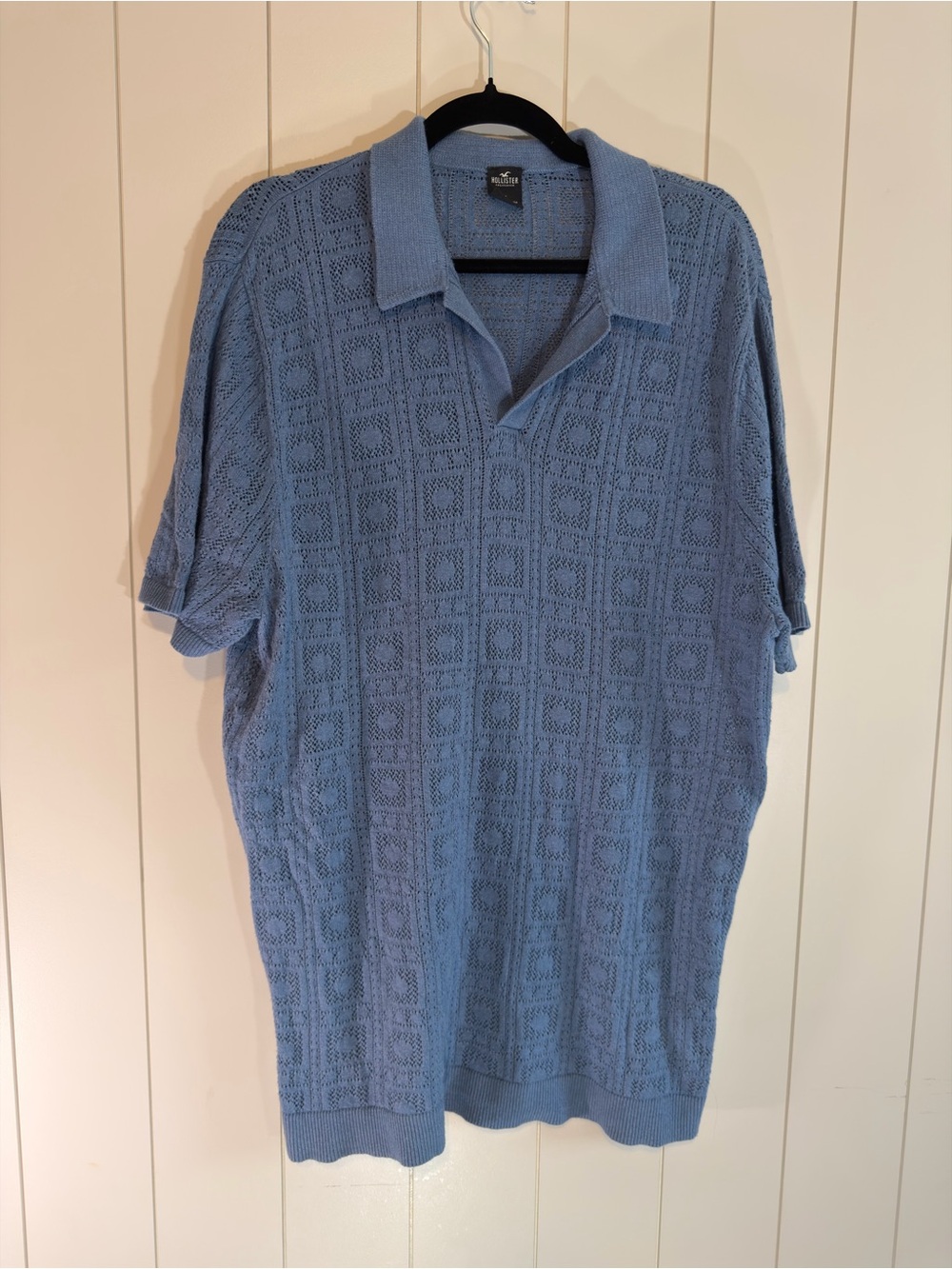 Hollister Light Blue Textured Knit Polo